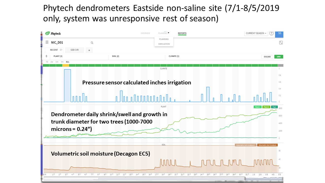Pistachio Irrigation Monitoring and Scheduling Demonstration Phytech Dendrometers Non-saline