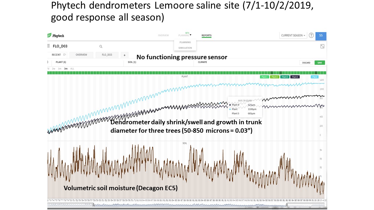 Pistachio Irrigation Monitoring and Scheduling Demonstration Phytech Dendrometers Saline