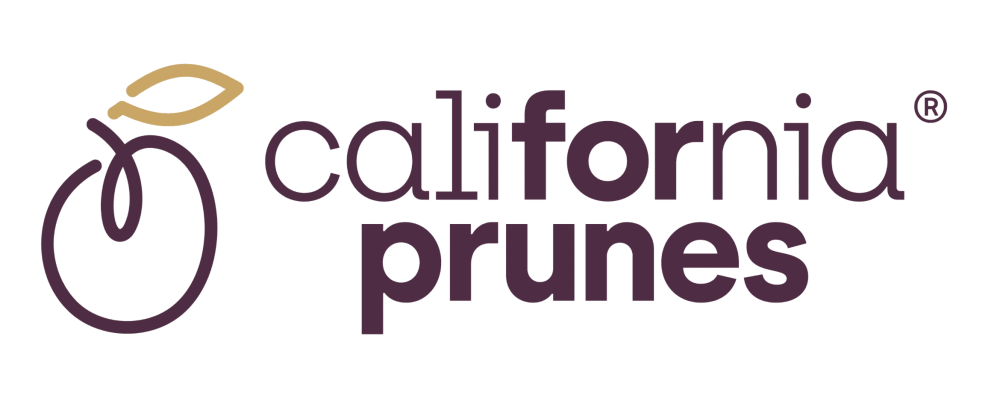 California Prunes logo, sketch of a prune FOR PRUNES
